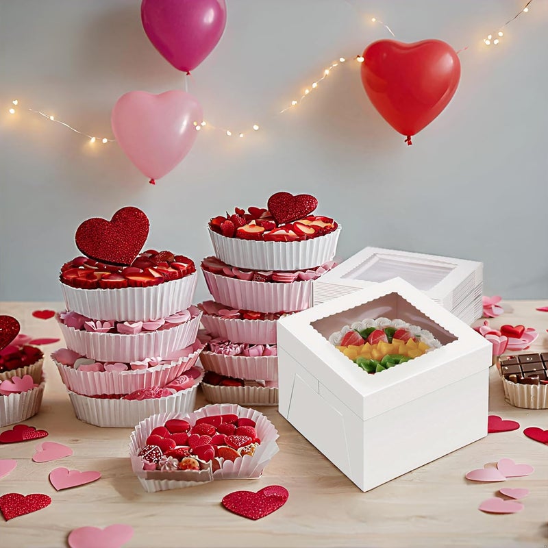 Packpal 10PACK 10x10x10 Cake Boxes with Window For multi-tier Cake, Tall White Cake Boxes for Transporting & Displaying For Wedding, Birthday, Valentines Day Desserts, and Gifts - Image 5